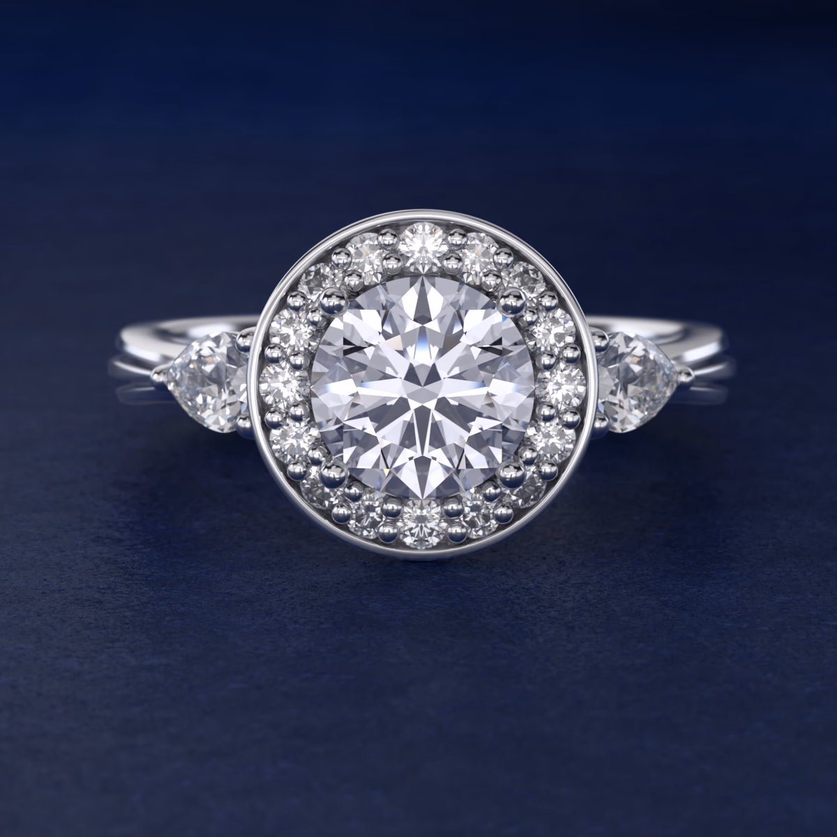 Blue Nile Halo Engagement Ring White Gold Packshot