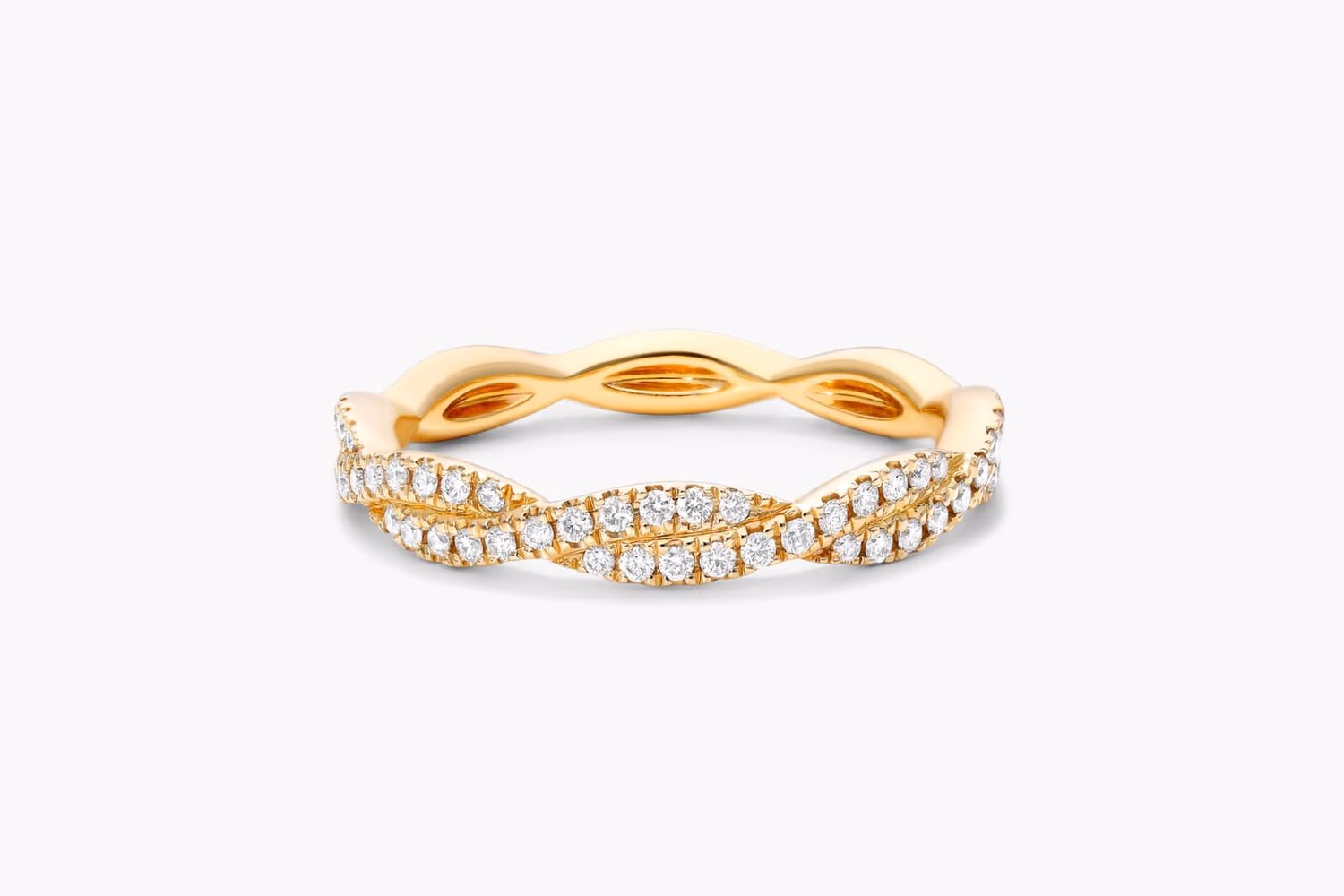 Stackable Diamond Chevron Ring in 14K yellow gold