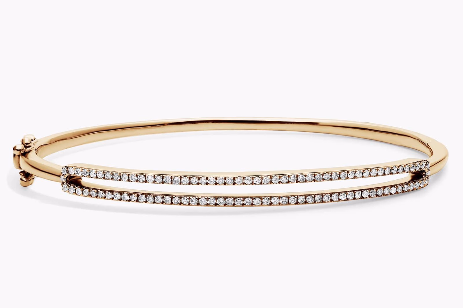 Lab-grown diamond bangle bracelet in 14k yellow gold, Blue Nile illusion setting