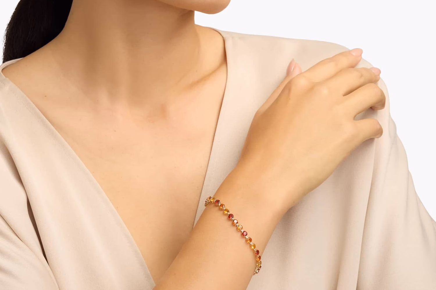 Multi Gemstone Station Bracelet in 14K Yellow Gold