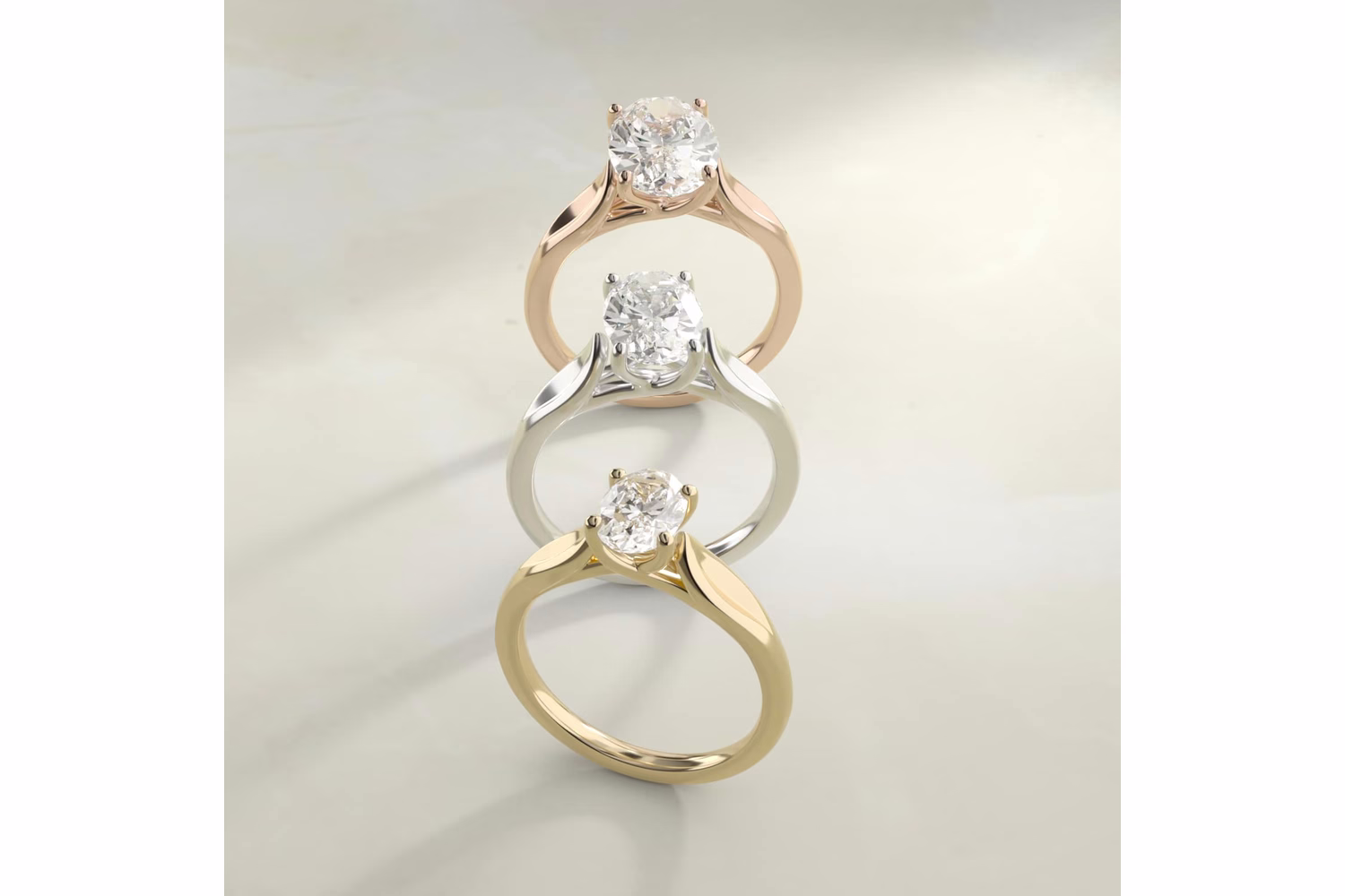 oval diamond solitaire ring in rose gold lifestyle