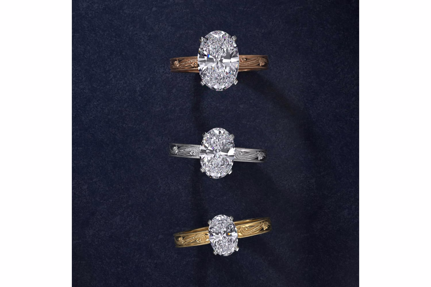 oval diamond solitaire ring in rose gold packshot