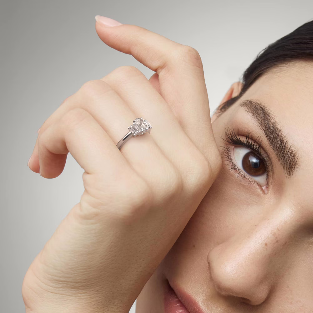 oval diamond three stone ring lace bridge