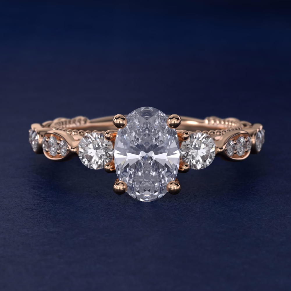 oval vintage diamond ring rose gold romantic