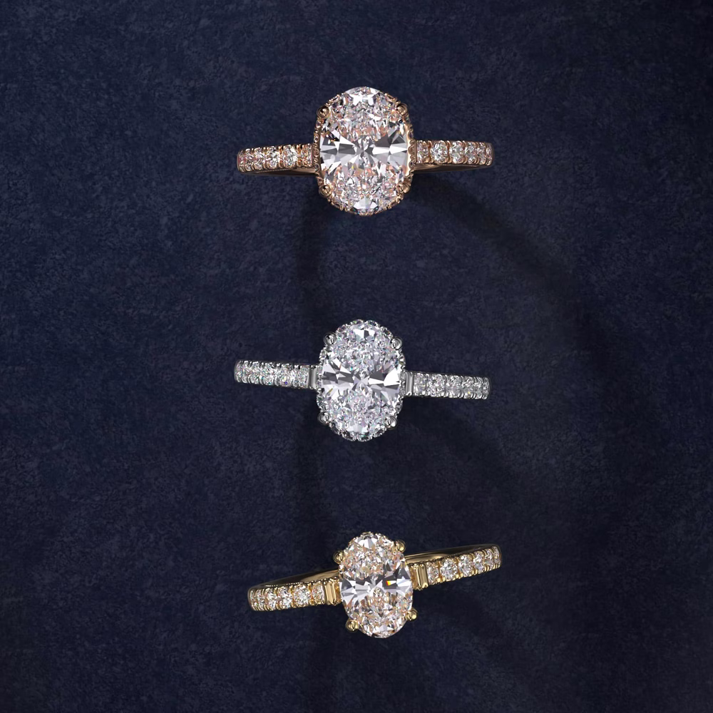oval vintage diamond ring white gold engraved