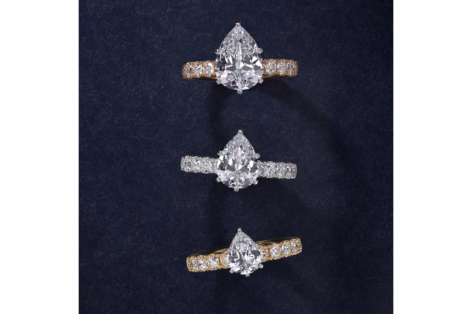 Pear diamond engagement ring solitaire in white gold — classic four-prong basket with pear cut center stone on Blue Nile