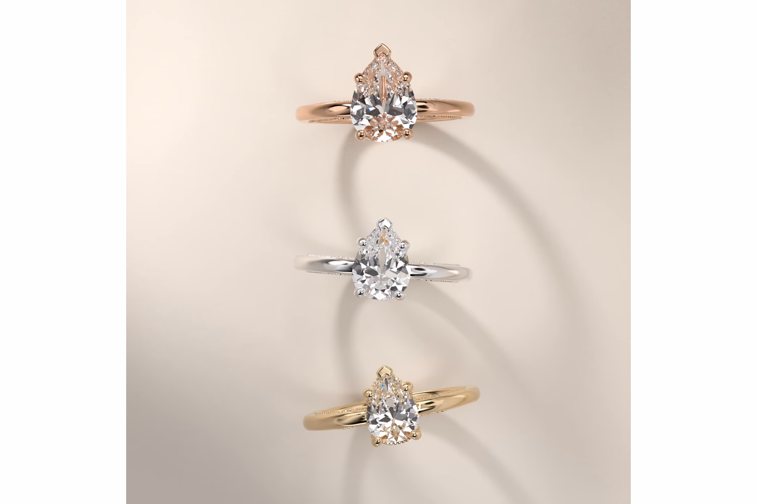 Pear shaped solitaire diamond ring in rose gold — Blue Nile setting