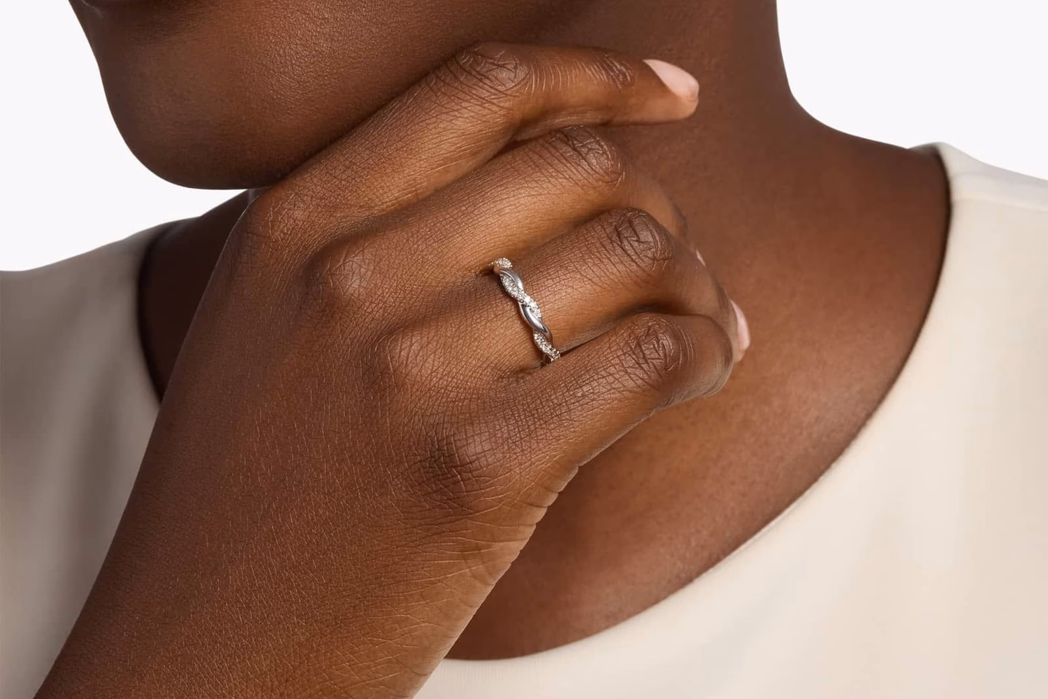 JA Petite Open Infinity Diamond Ring in 14K white gold