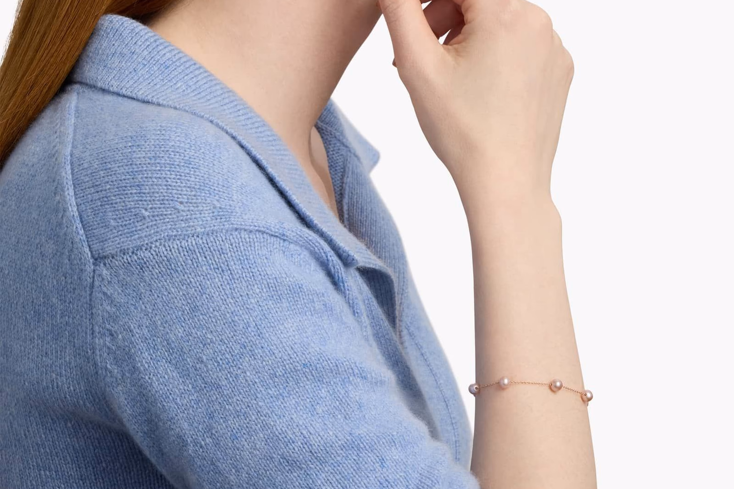 Pink Freshwater Pearl Tin Cup Stationed Bracelet in Rose Gold