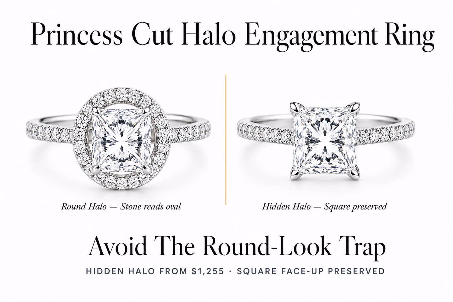 Princess Cut Halo Engagement Ring: The Round-Look Buyer Trap & What Actually Works (2026)