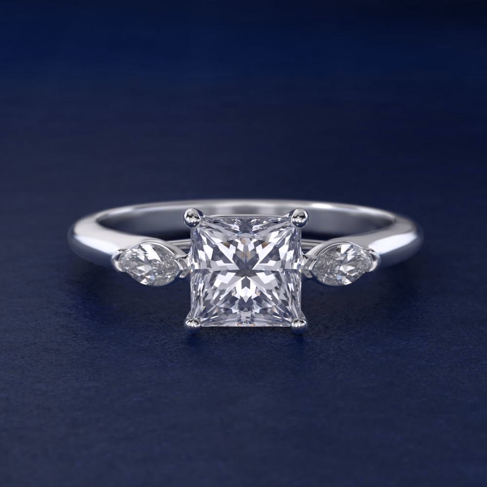 Beaded Filigree Cathedral Kite-Set Vintage Style Engagement Ring in Platinum by James Allen — princess cut center diamond in ornate platinum filigree cathedral setting with kite-set accent diamonds, intricate bead and lace metalwork in platinum, 57 reviews on Blue Nile