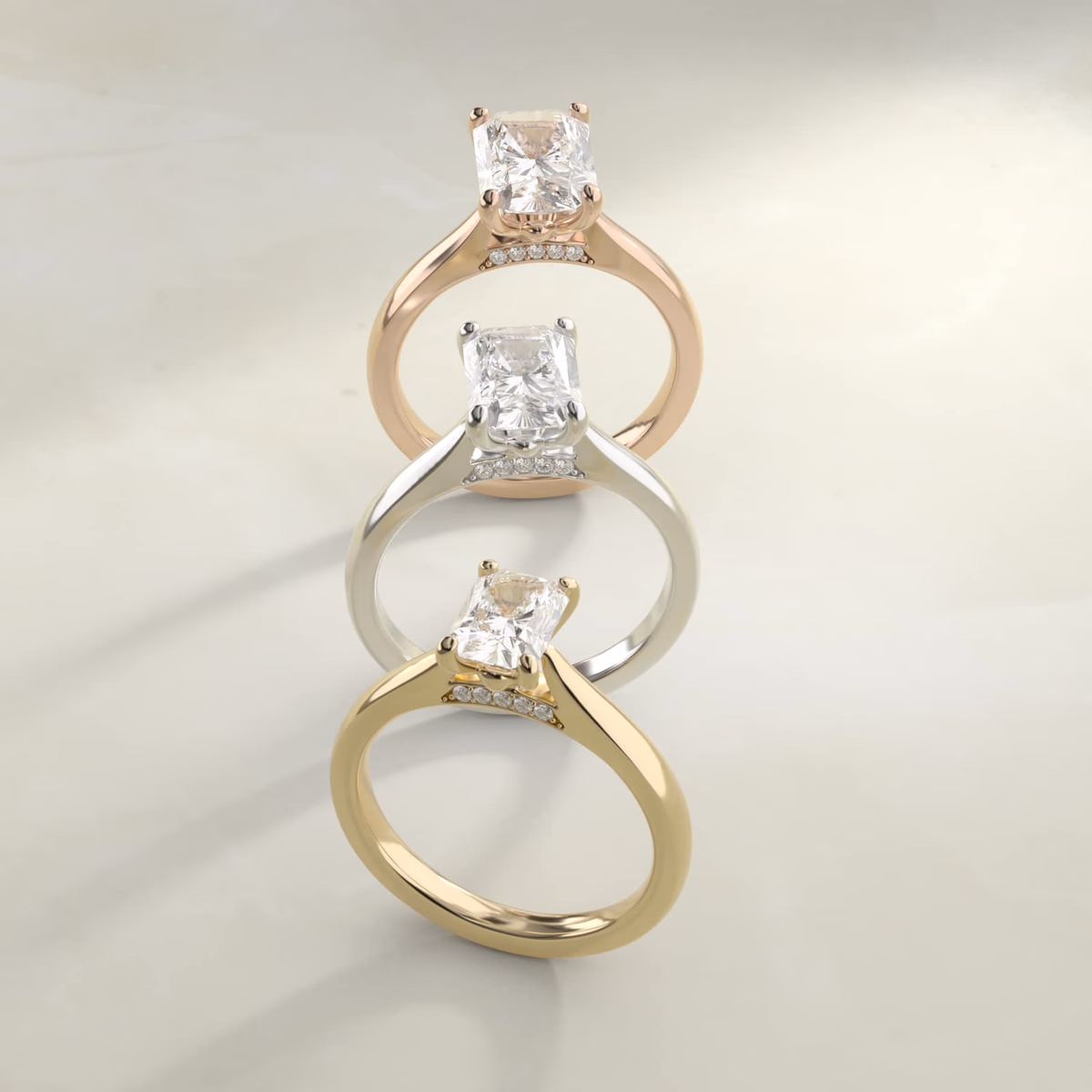 Radiant cut engagement ring white gold classic solitaire setting