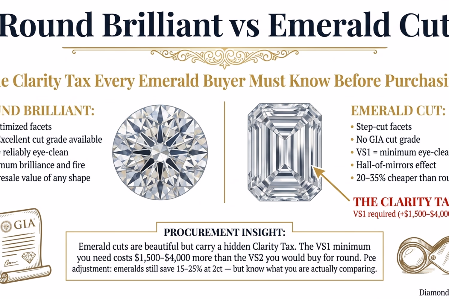 Round Diamond vs Emerald Cut: Which to Buy in 2026?