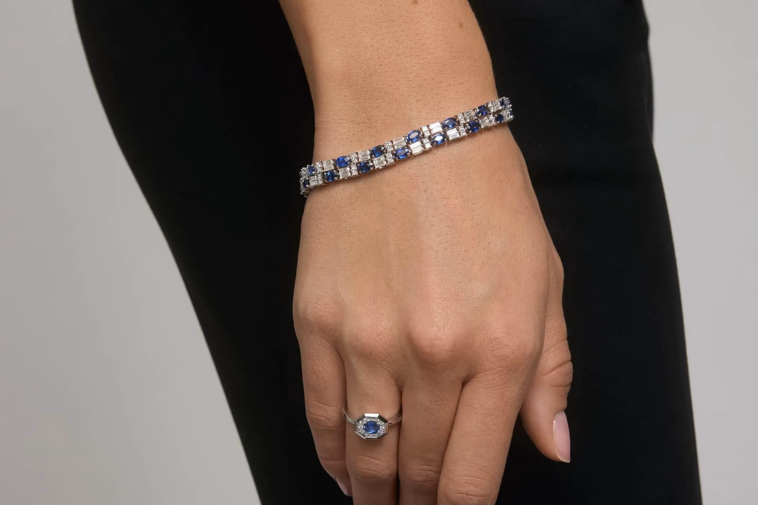 Sapphire and Diamond Bracelet in 14K White Gold — 8 reviews, 30% off